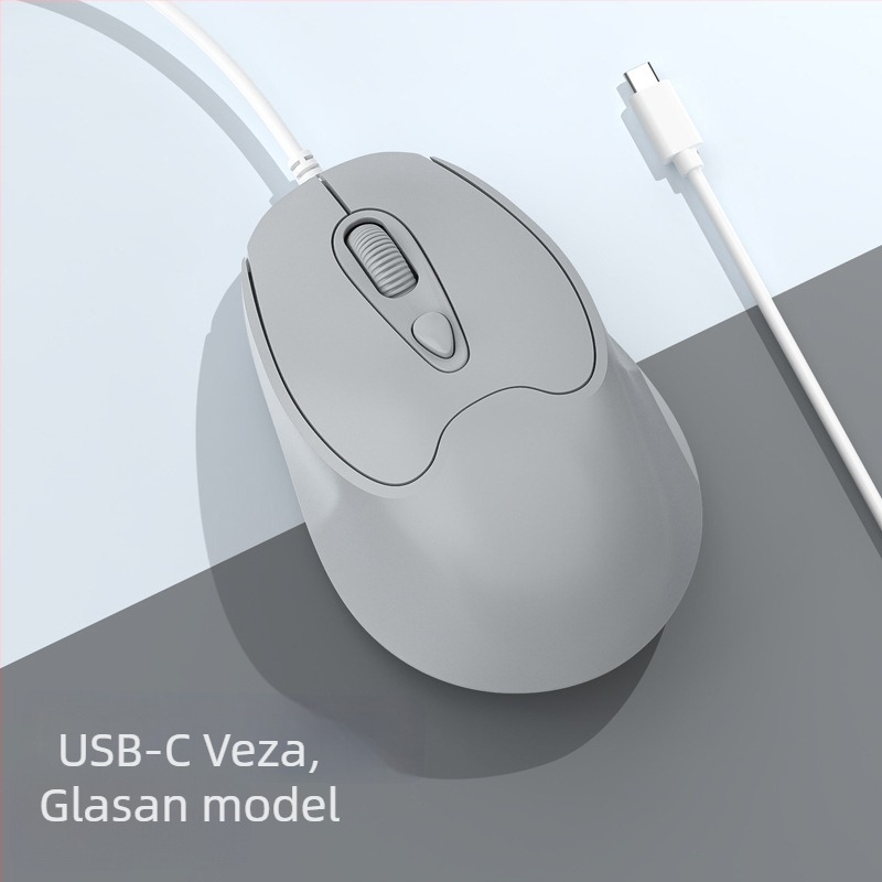 Optička miša USB-C, žična veza, 2400dpi, 4 tipke