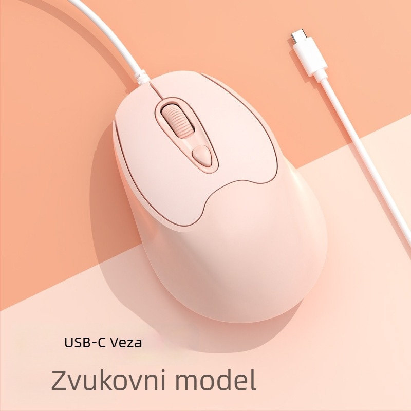 Optička miša USB-C, žična veza, 2400dpi, 4 tipke
