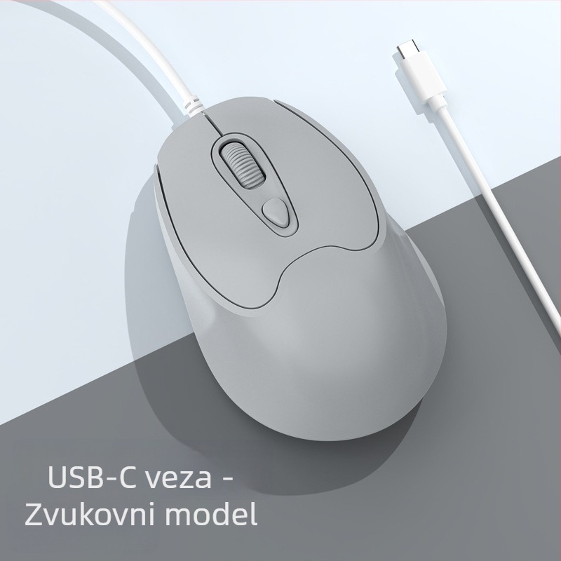 Optička miša USB-C, žična veza, 2400dpi, 4 tipke