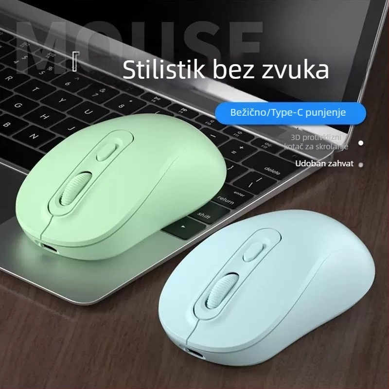 Bežični miš s dualnim načinom 2.4G/Bluetooth, DPI 1600, USB sučelje, 4 tipke, punjivi