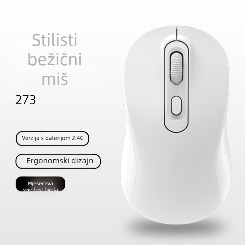 Bežični miš s dualnim načinom 2.4G/Bluetooth, DPI 1600, USB sučelje, 4 tipke, punjivi