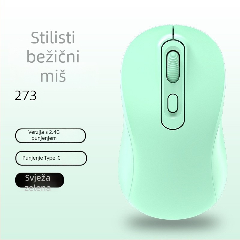 Bežični miš s dualnim načinom 2.4G/Bluetooth, DPI 1600, USB sučelje, 4 tipke, punjivi