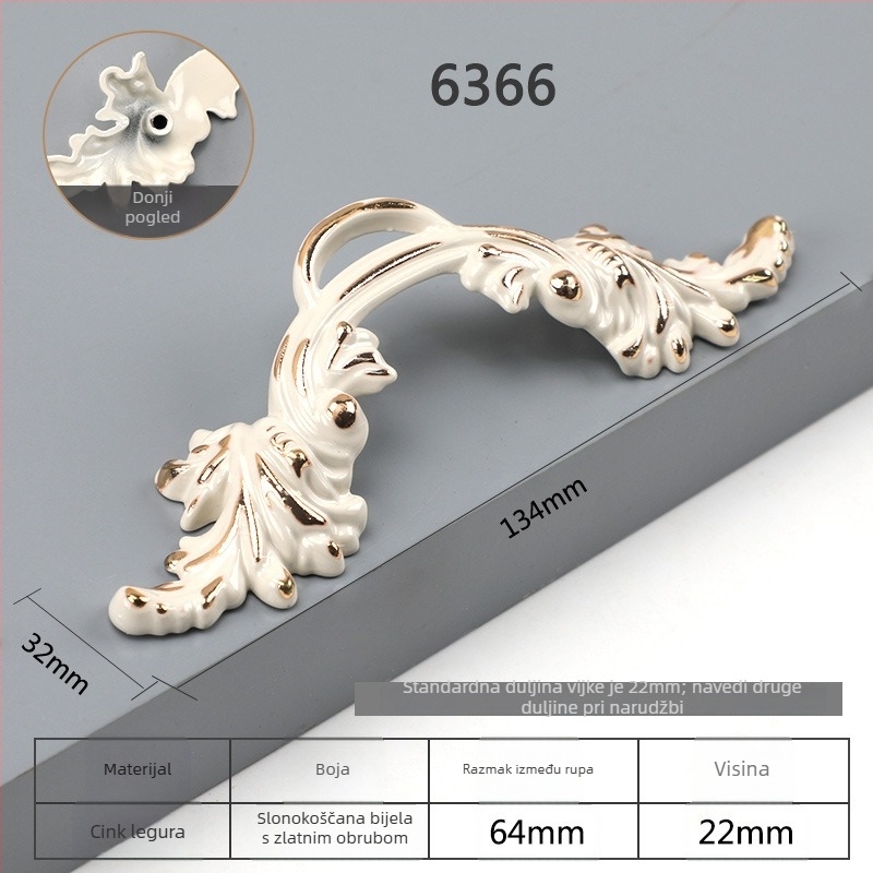 Ručka za vrata ormara - Treasure map, model 6832, cinkova legura, elektroplatiranje, za sve vrste ormara i garderobe
