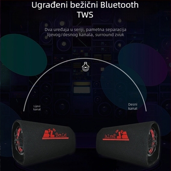 Tunelski subwoofer za automobil, 12V, 60–220W, 4Ω, 50Hz–20kHz, 1% distorzija
