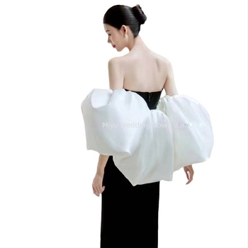 Saten šal s puff rukavima za svečani bridal look, monohromatski uzorak, jednostavan stil, dekorativni dodatak za vjenčanu fotografiju