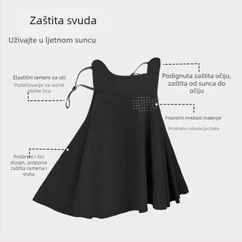 Maska za lice s kapuljačom od najlona, UV zaštita, prozračna, zaštita od sunca