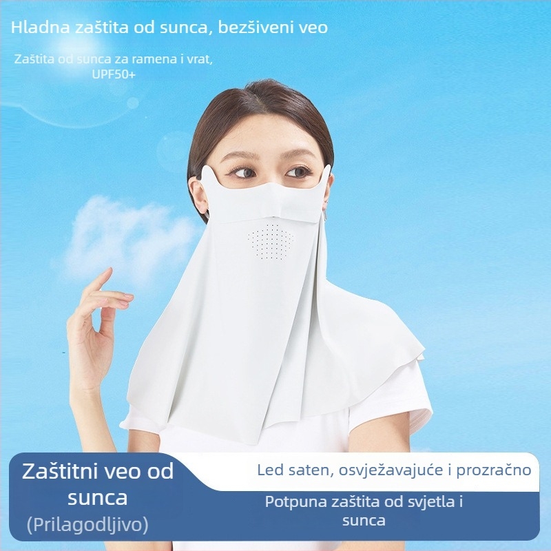 Maska za lice s kapuljačom od najlona, UV zaštita, prozračna, zaštita od sunca