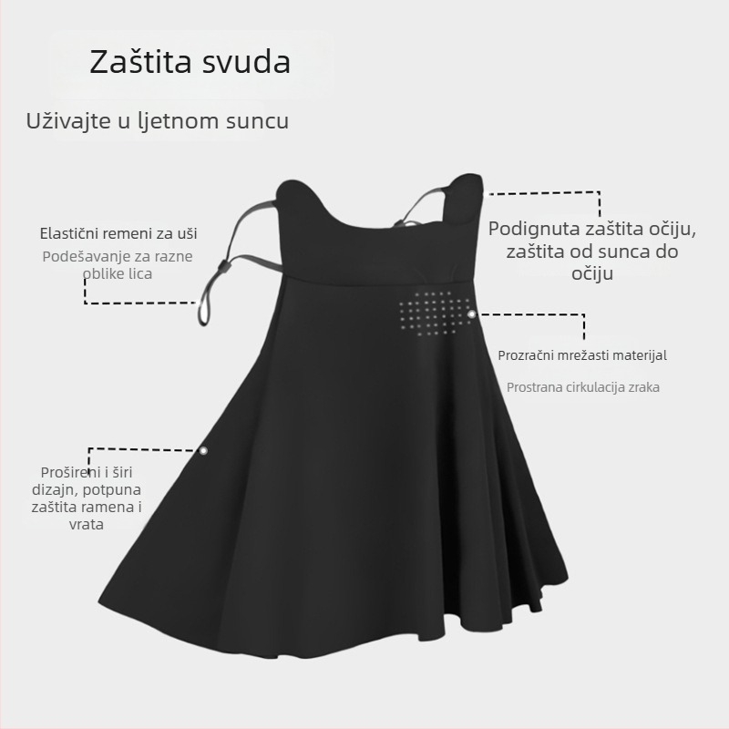 Maska za lice s kapuljačom od najlona, UV zaštita, prozračna, zaštita od sunca