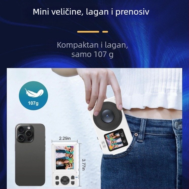 Studentska digitalna kamera s dvostrukim zaslonom — 4K/30fps, 18x optični zum, CMOS senzor, autofokus
