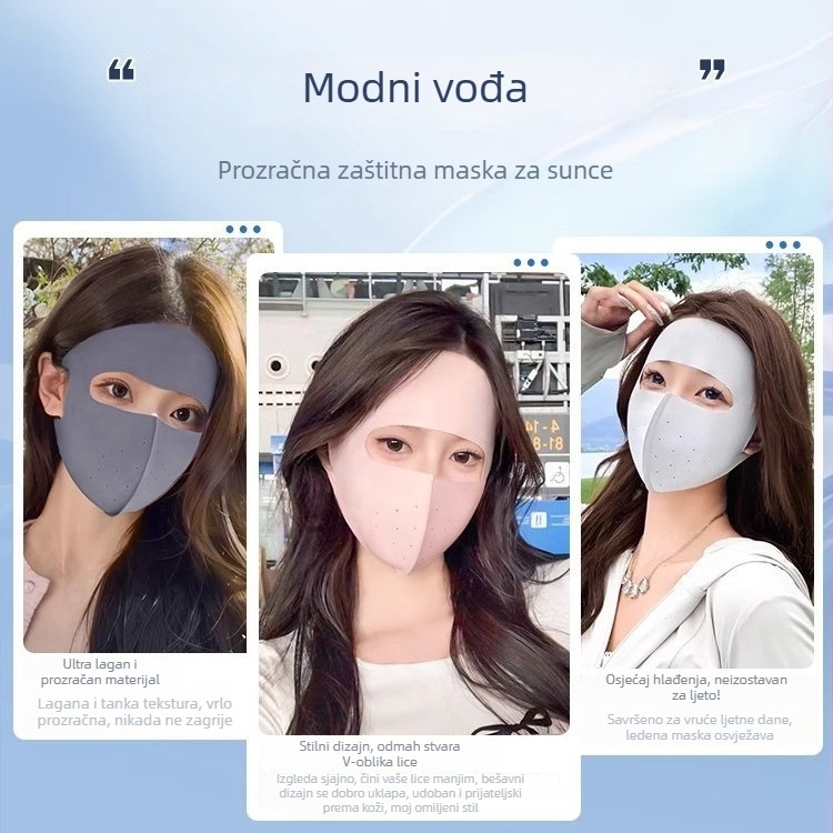 Maska za cijelo lice s UV zaštitom – Unisex, Najlon, Trokutast oblik, Svestrani stil, Proljeće, Jesen i Ljeto