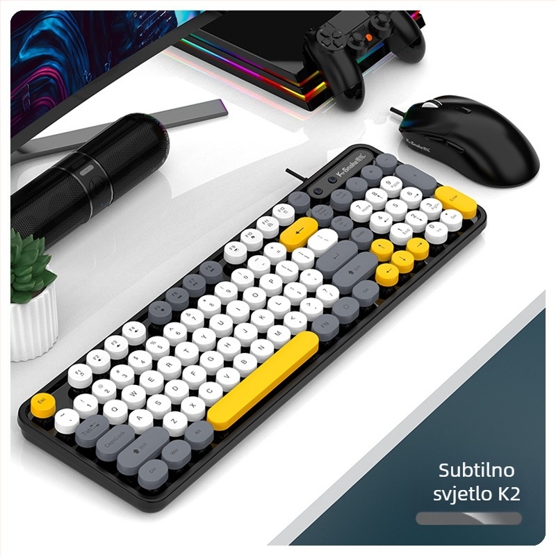 Viper K2 žični set tipkovnice i miša - 98 tipki, vodootporan dizajn, kabel duljine 1,5 m, plastična konstrukcija