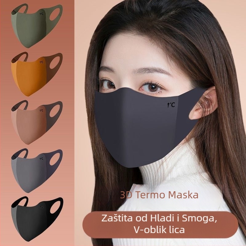 Odrasla silikonska zimska maska, otporna na vjetar i hladnoću, debela maska za vožnju biciklom, periva