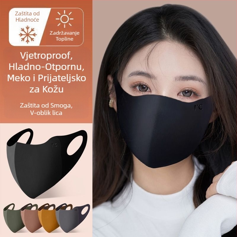 Odrasla silikonska zimska maska, otporna na vjetar i hladnoću, debela maska za vožnju biciklom, periva