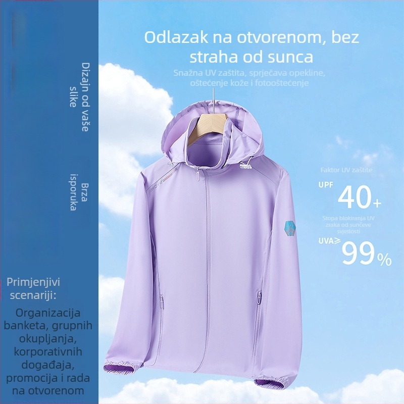 Unisex windbreaker s UV zaštitom i prilagođenim logom, lagana vanjska odjeća za sport i posao, grupna odjeća