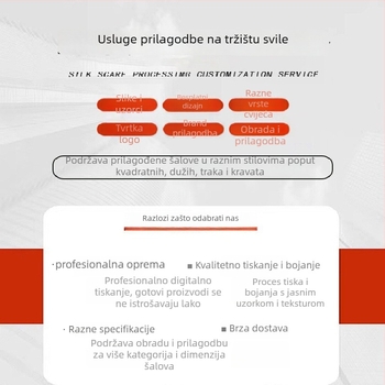 Dvostrano otisnuti svileni šal, svila dud, jednostavna tkanina, četvrtasti oblik, proljeće