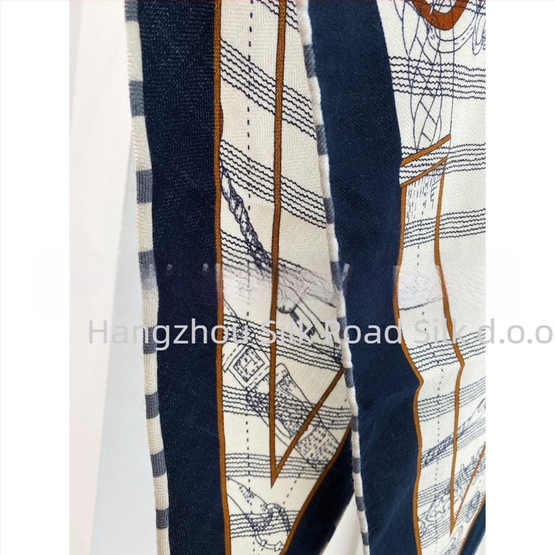 Šal od svile i vune s rombinim uzorkom, dvostrani, zimi - marka Silk store/Silk road