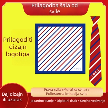 Šal od svile s prilagođenim logom, dvostrano ispis, ravno tkanje, >96% svila, razni uzorci