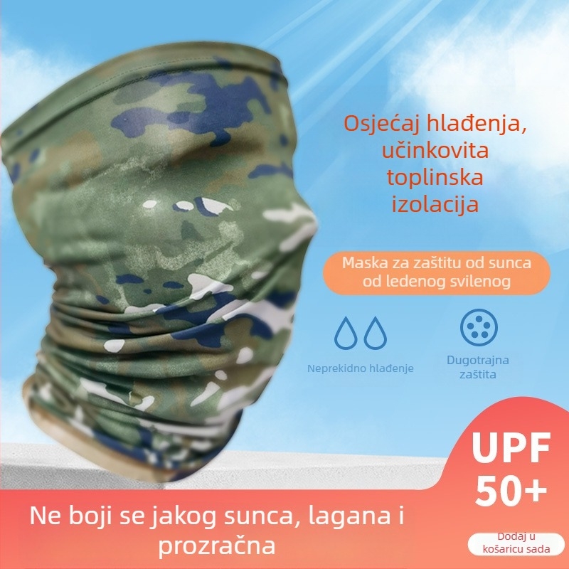 Dvostrani šal od ice silk s maskom za lice, šalom za glavu, zvjezdano nebo, kamuflaža za zaštitu od sunca