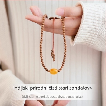 Ogrlica od starog planinskog sandalovog drveta — originalni dizajn, ručna izrada, umetak od pčelinjeg voska, jesen 2025 izdanje