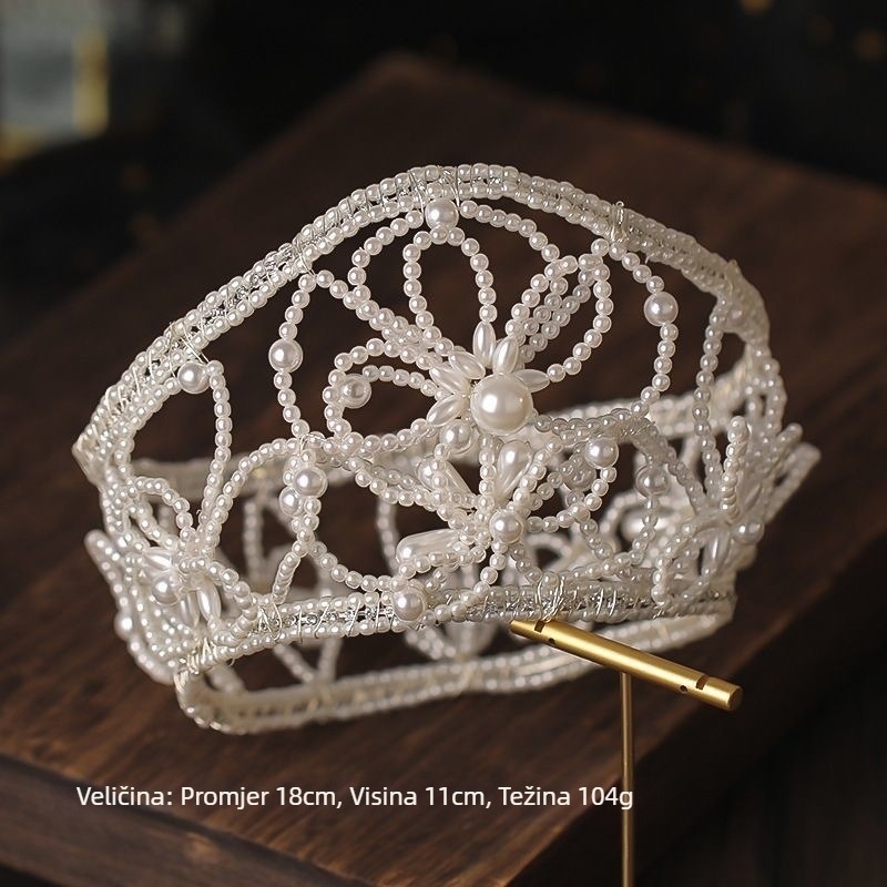 Vintage dodatak za kosu: cvjetna tiara, ručno izrađena, mješavina materijala, oblik krune, zimno izdanje 2025, pogodno za vjenčanja