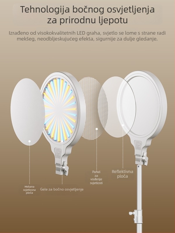 LED svjetlo za dopunu za livestream, stolna svjetiljka za ljepotu s tri temperature boje, 28W