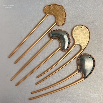 U-oblik ukosnica za kosu s patchwork bazom Song brocade — ručna izrada, dječji etno stil