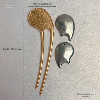 U-oblik ukosnica za kosu s patchwork bazom Song brocade — ručna izrada, dječji etno stil