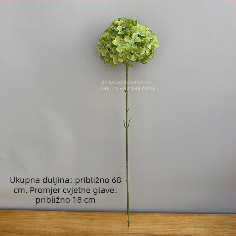 Umjetna hortenzija, aranžman s jednom granom u stilu lizalice, svilene cvjetove, reljefni dizajn