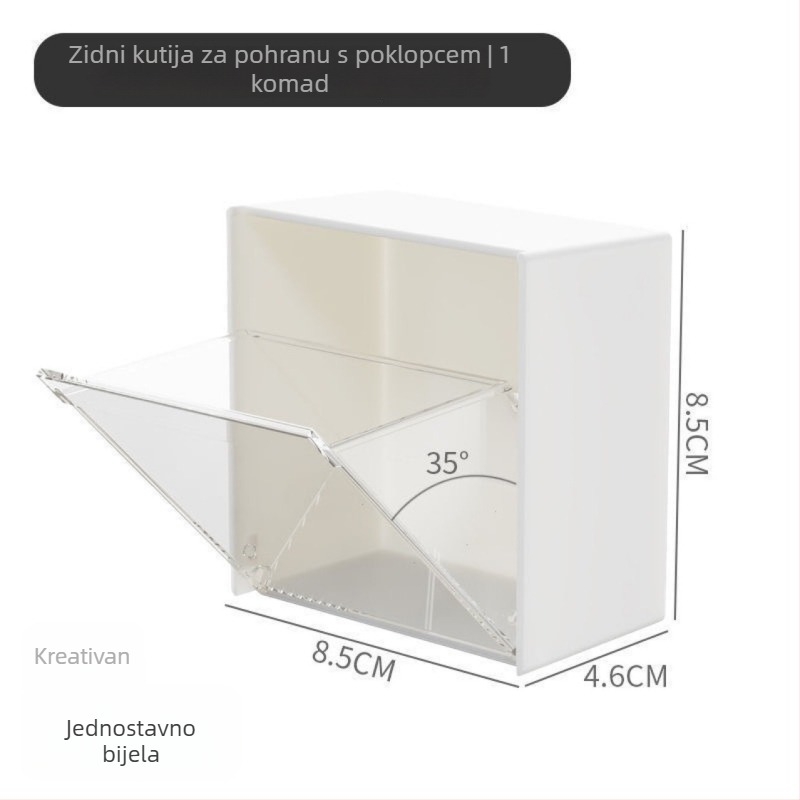 Zidna kutija za pohranu s preklopnim poklopcem, plastična, model Q01, japanski stil, bez bušenja