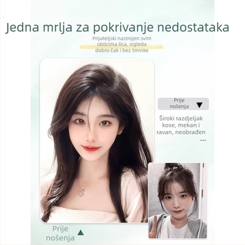 Dijel komadić perike s Velcro na vrhu glave, prava kosa, lagana, nevidljiv volumen, šiška u stilu osam znakova