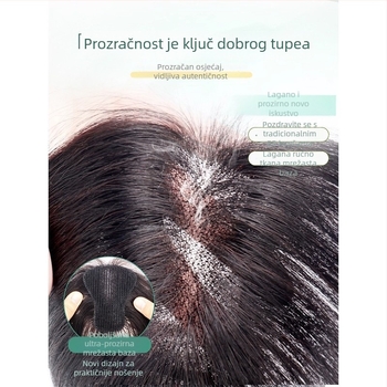 Dijel komadić perike s Velcro na vrhu glave, prava kosa, lagana, nevidljiv volumen, šiška u stilu osam znakova