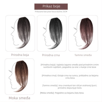 Perika s pramenima od pravih ljudskih kose, srednje podijeljena fringe, dijagonalne francuske fringe – komad perike za prirodan bezšavni izgled