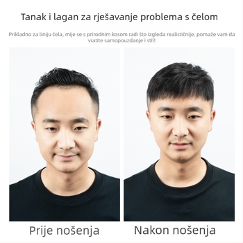 Muška perika za liniju kose s pramenima, pravi ljudski kos, ručno tkan, bangs ravne ili kosine, povećava volumen čela