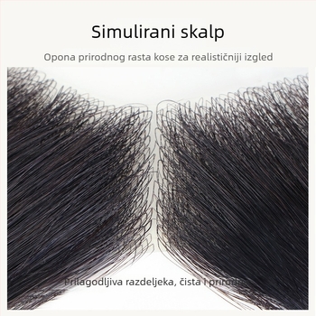 Muška perika s prirodnom linijom kose, prave ljudske kose, potpuno ručno tkana, može se bojati, ravna kosa