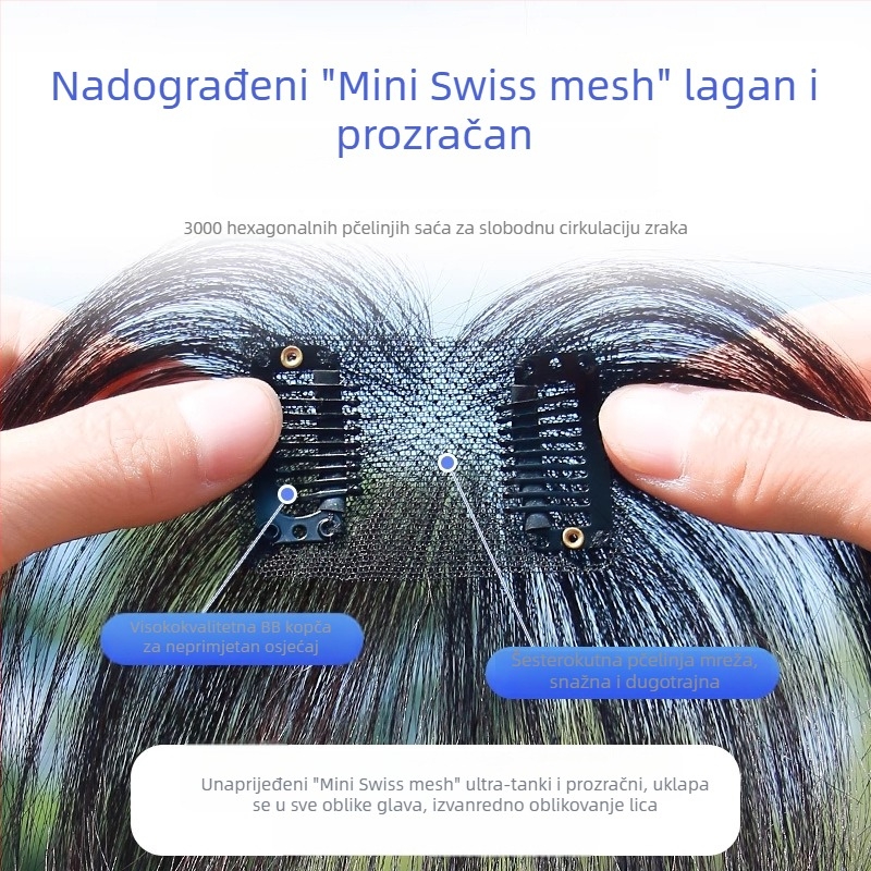 Dio kose za prednju liniju, prirodna ljudska kosa, ručno tkan, model 877, pogodna za bojanje i perm