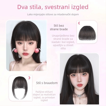 Perika za žene s bangs, prave ljudske dlake, ručno tkana, bezšivna linija čela, francuskog stila puna bangs