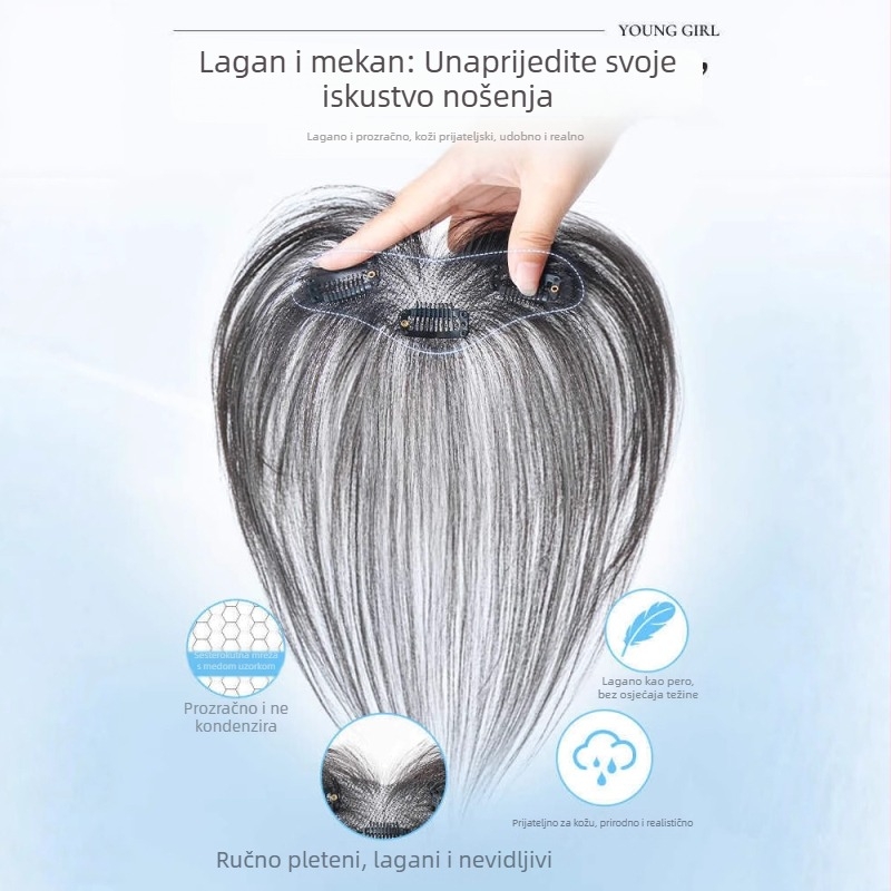 Perika od pravih ljudskih vlasi s baby hairs uz liniju dlake, ručno tkano, ravna kosa, prirodna linija dlake