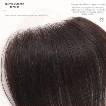 Muški dio kose za čelo, nevidljiva linija kose, pravi kosa na vrhu, kratka duljina, ručno tkano