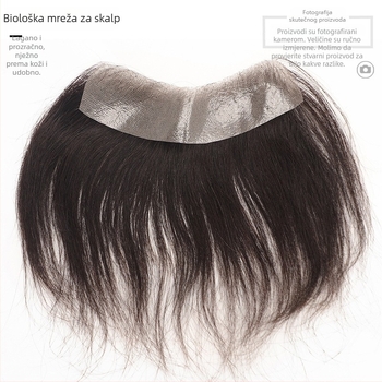 Muški dio kose za čelo, nevidljiva linija kose, pravi kosa na vrhu, kratka duljina, ručno tkano