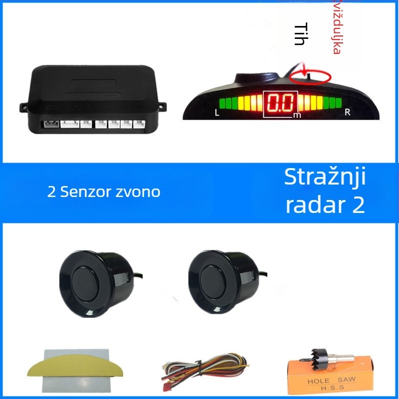 Radar za vožnju unatrag za automobil s 4/6/8 senzora, pravi glasovni signal, polukružni LCD TFT zaslon, model SP-89-1