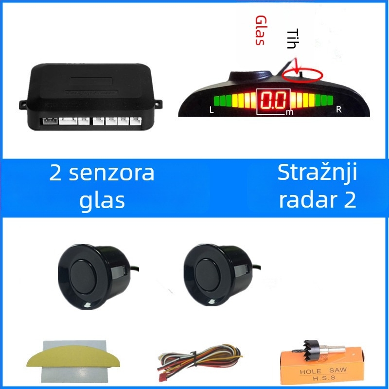 Radar za vožnju unatrag za automobil s 4/6/8 senzora, pravi glasovni signal, polukružni LCD TFT zaslon, model SP-89-1