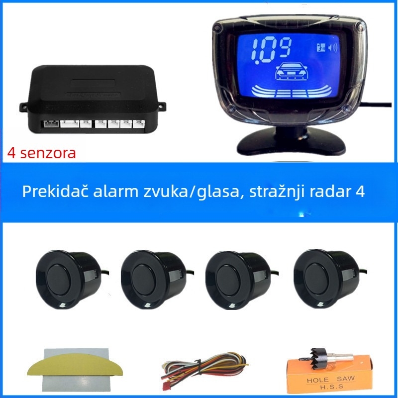 Radar za vožnju unatrag za automobil s 4/6/8 senzora, pravi glasovni signal, polukružni LCD TFT zaslon, model SP-89-1