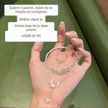 Nakit od srebra 925 s privjeskom u obliku cvijeta, križni lanac, lagani luksuzni stil za žene, zimsko izdanje 2025