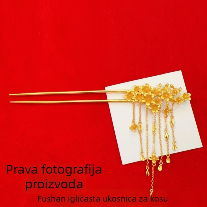 Štipaljka za kosu s resicama, retro stil, geometrijski dizajn, mesing premaz