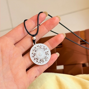 Ogrlica od S925 srebra s privjeskom kompas s osam dragocjenosti, ručna izrada, kineskog stila, clavicle lanac