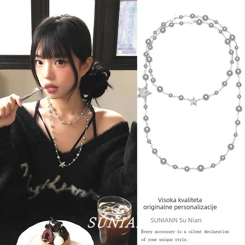 Višeslojna ogrlica s rhinestones uložcima, legura, vintage stil, ručno pletena