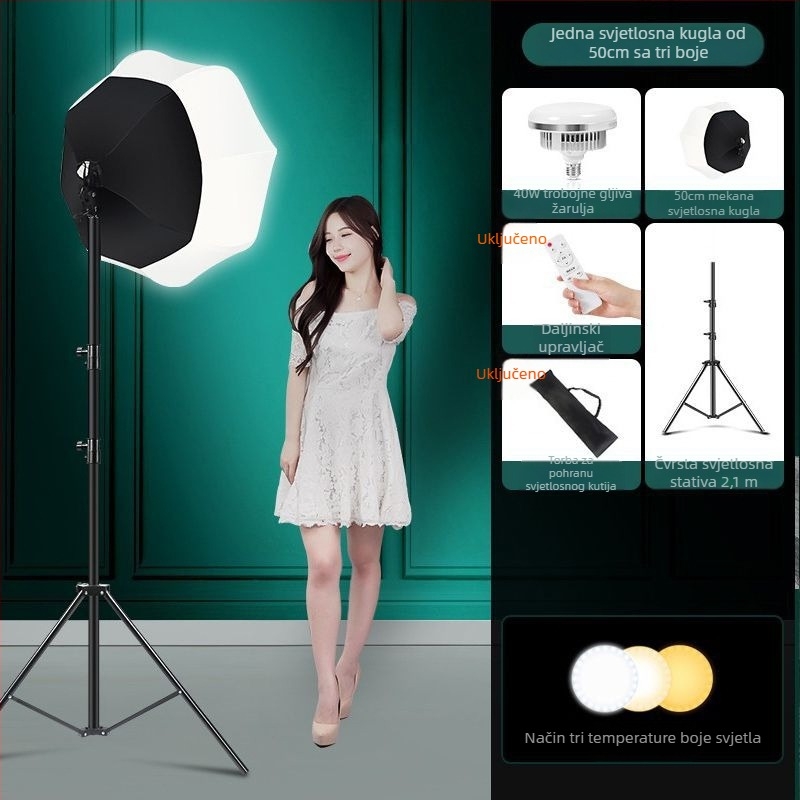 LED dopunsko svjetlo za studijsko fotografiranje, sferično meko svjetlo, 100W, temperatura boje 5500K±200K / 5600K±200K, tri temperature boje