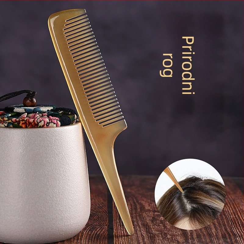 Dječji češalj od roga, za pletenice i oblikovanje kose, s oštrim repom