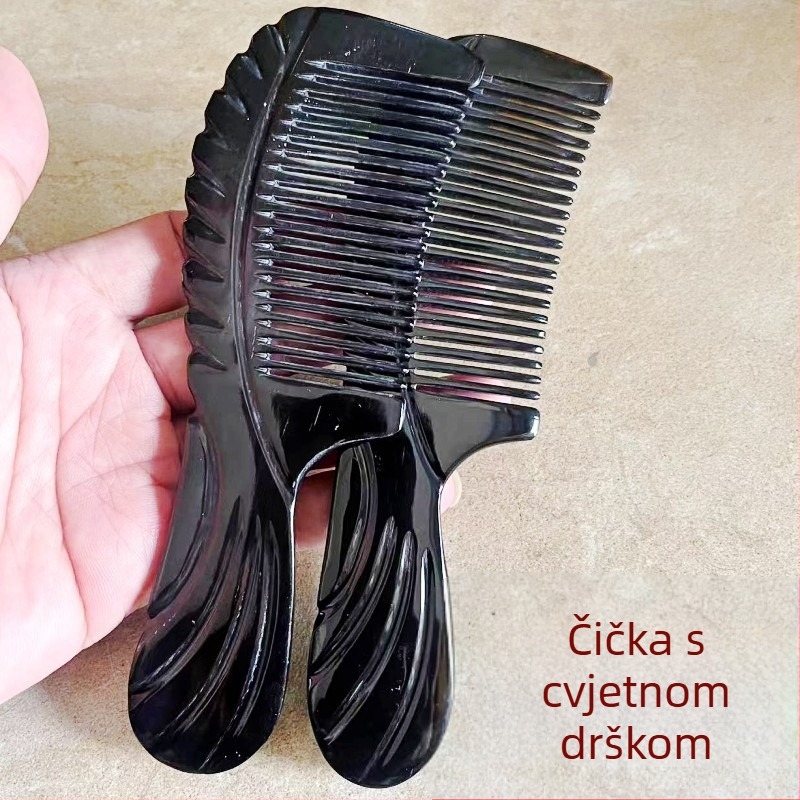 Prirodni rog od roga s drškom u obliku cvijeta, poliran završetak, unisex, prilagodljivo