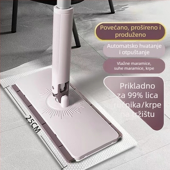 Mop s ručkom od nehrđajućeg čelika, dvostruki pogon, podizačka ručka s pločom, nosivost 10 kg, sklopivi mehanizam cijeđenja